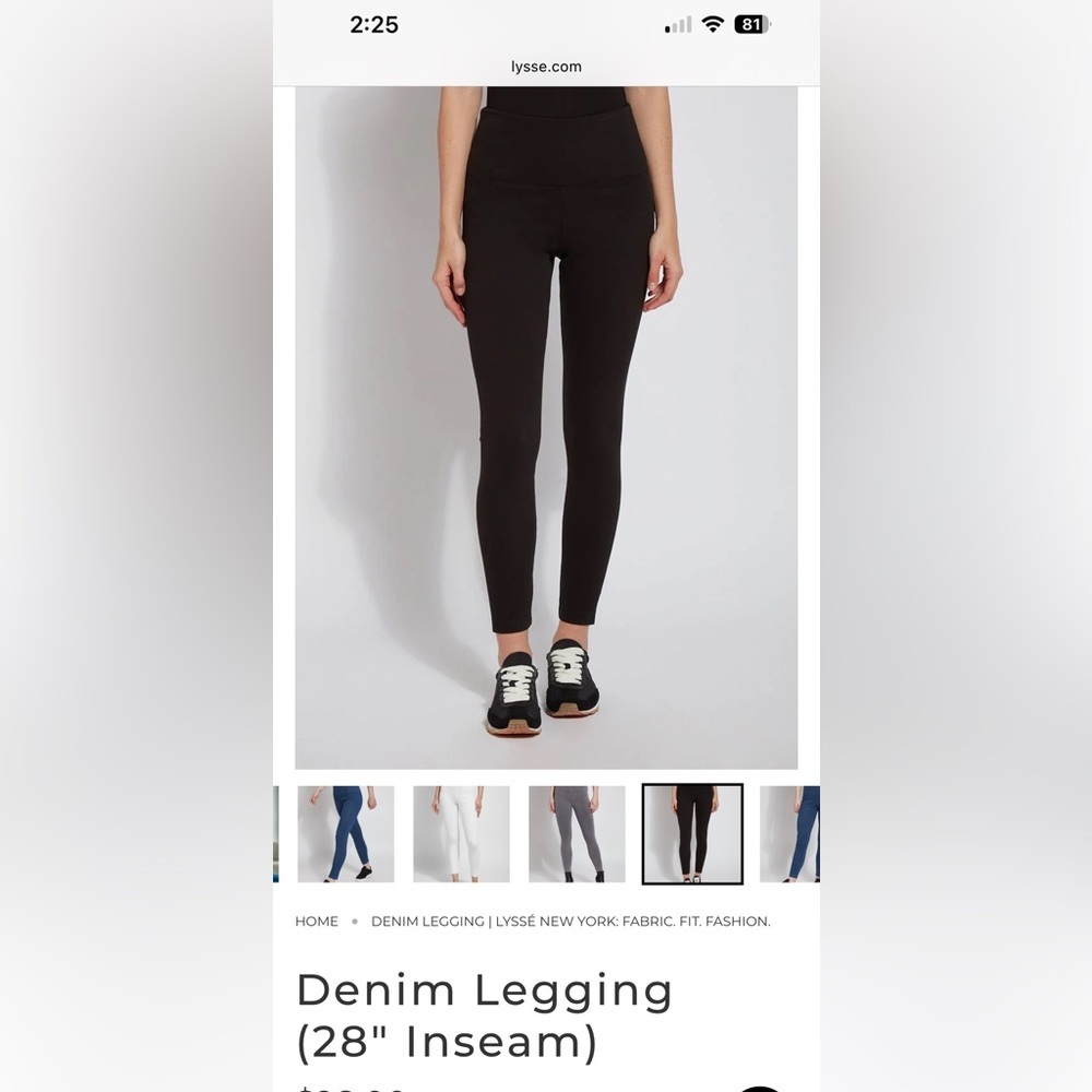 LYSSE’ Black Denim 95% Cotton Size Large Minimalist Normcore Athleisure